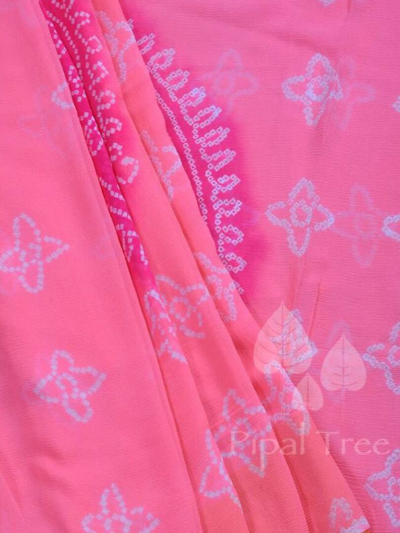 Peach Chiffon Bandini Saree