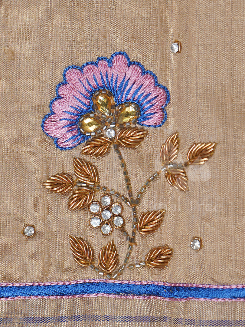 Beige Raw Silk Fabric