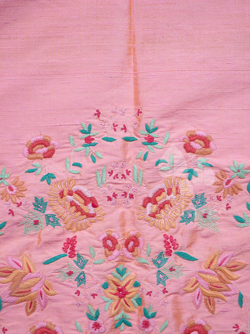 Peach Raw Silk All Over Fabric