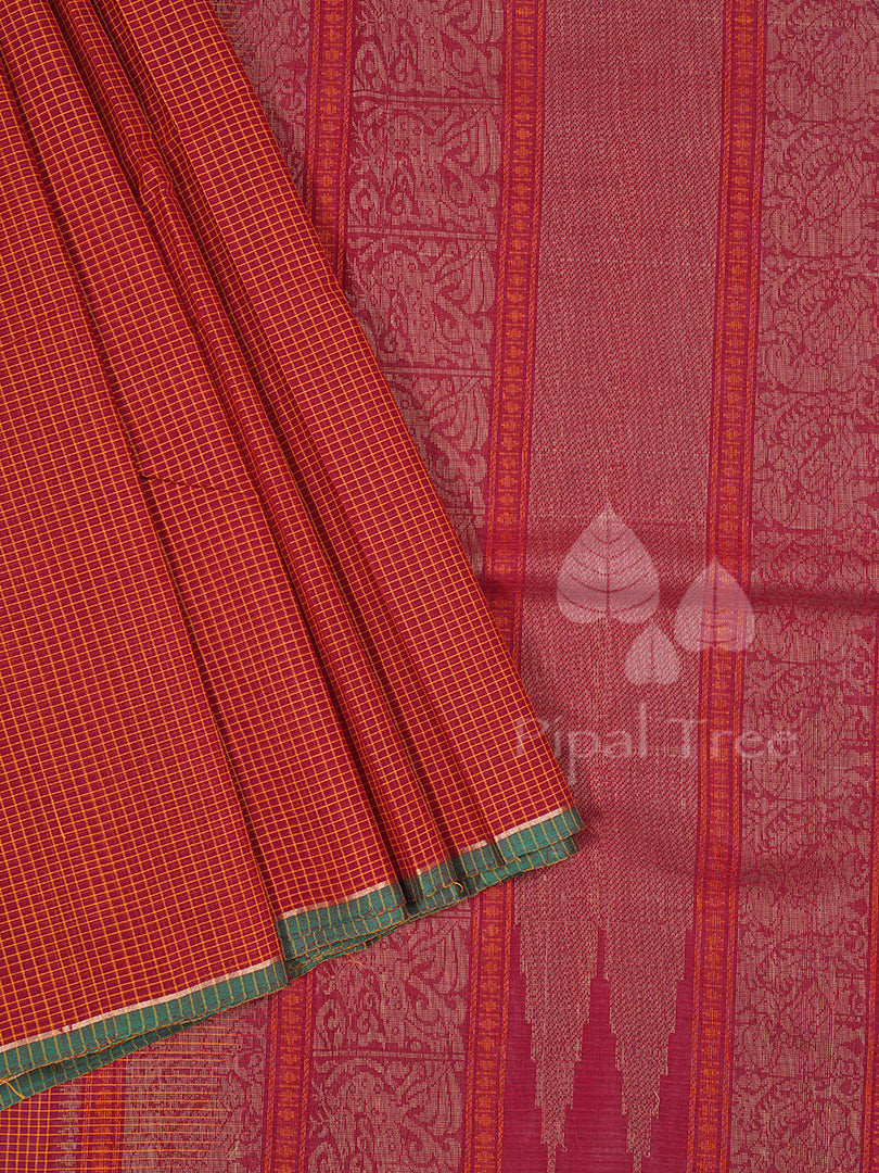 Red Kanchi Cotton Checks