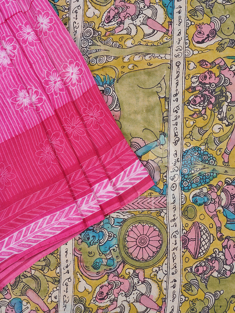 Pink Modal Silk Shibori Kalamkari