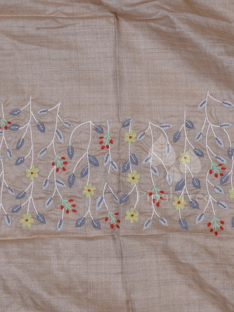Beige Brown Tussar Fabric