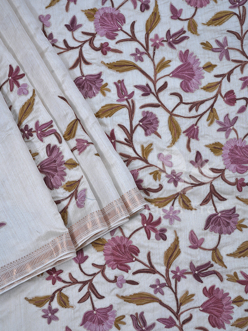 Moonga Tussar Kasmiri Applique