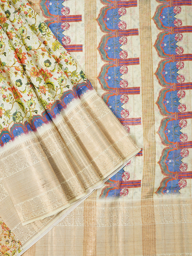 Silk Cotton Digital Print Cream