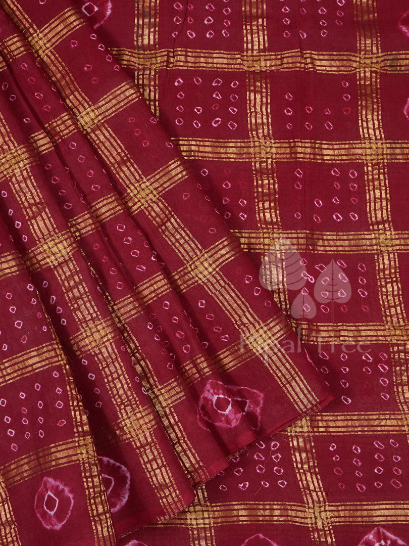 Maroon Sungudi Cotton Saree