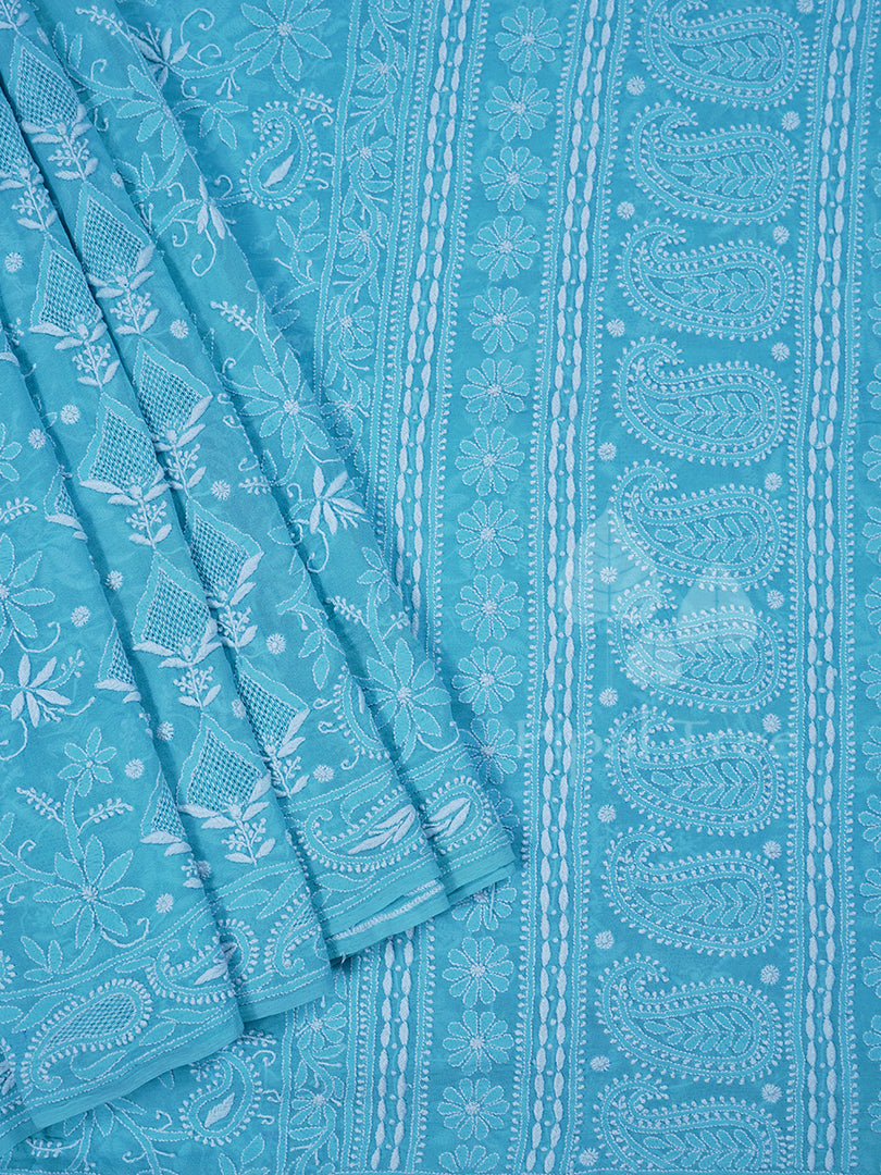 Blue Georgette Chikankari