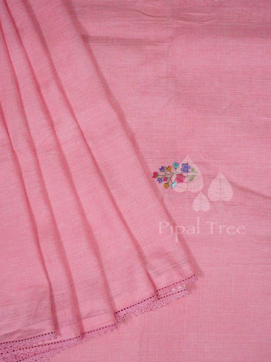 pink linen cotton hand embroidered