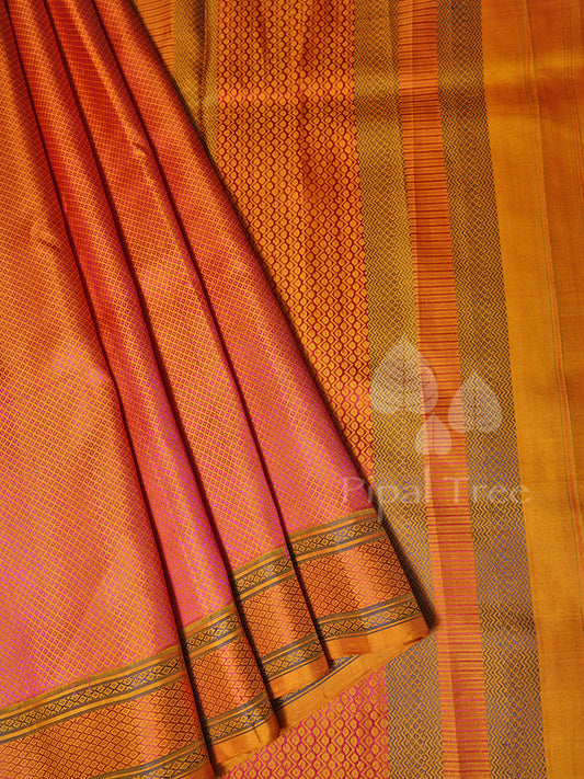 Yellow And Orange Silk Saree