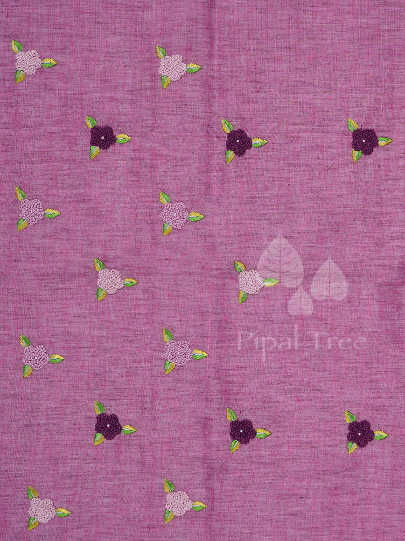 purple linen knot work fabric