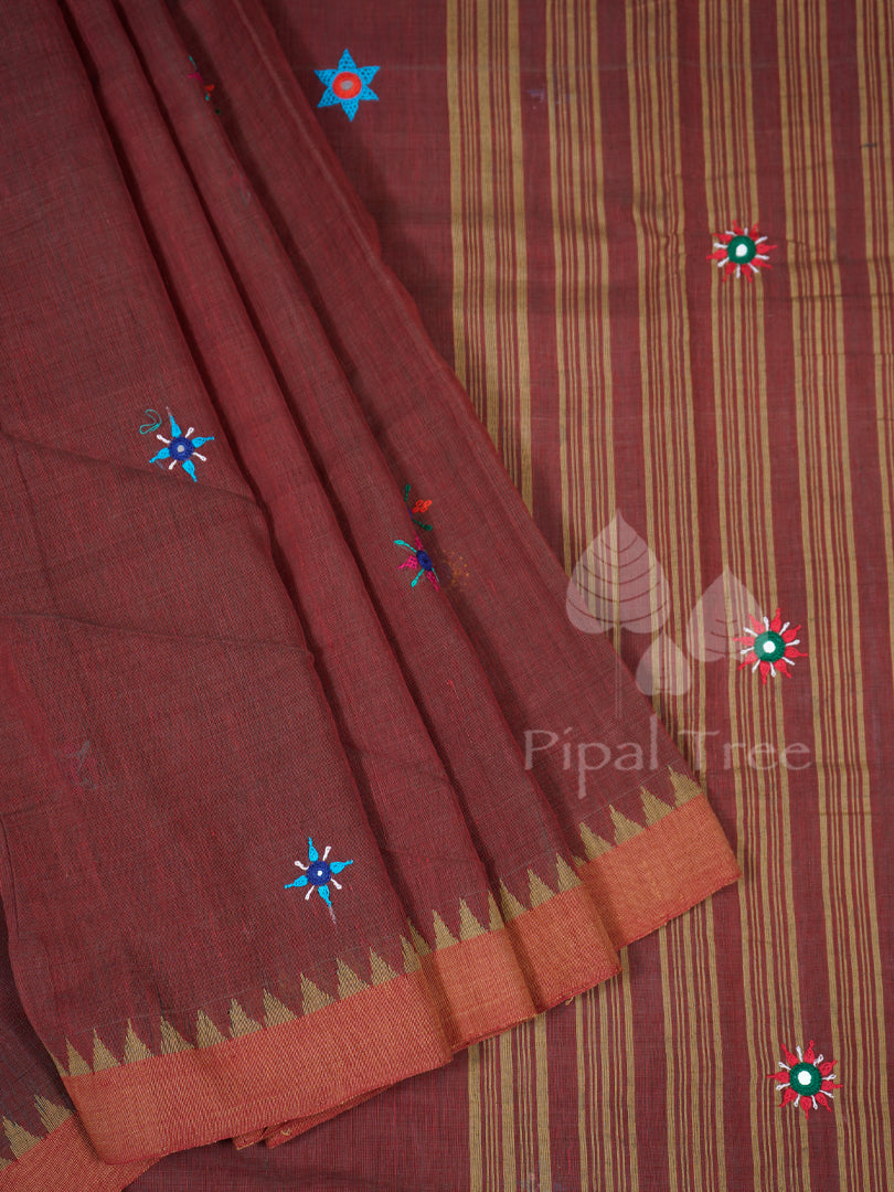 Brown Red Natural Dye Khadi Lambani Embroidery
