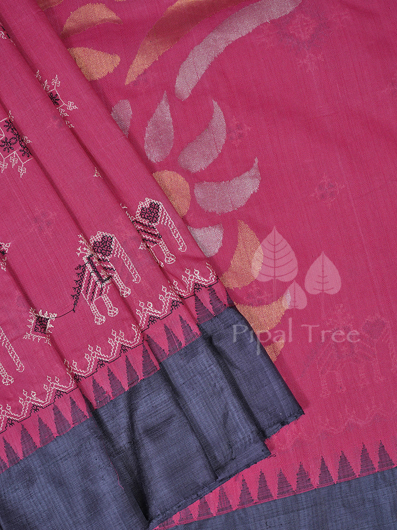 Pink Pallu Jamdani Khadi Cotton