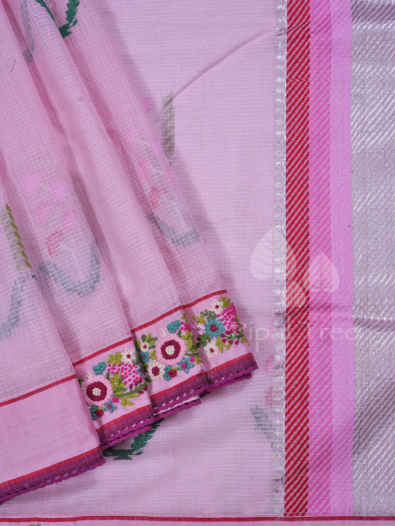 Pink Zari Kota Embroidered