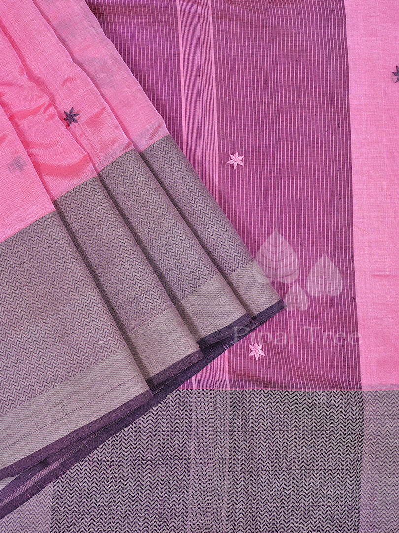 Pink Mangalagiri Silk Cotton Embroidery