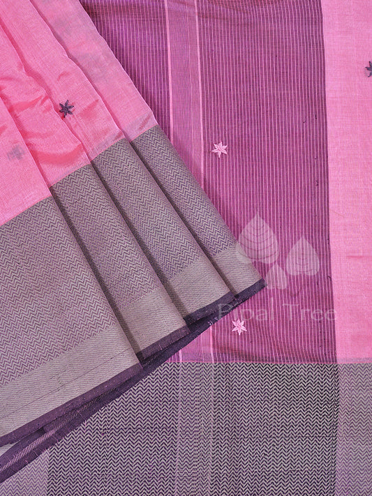 Pink Mangalagiri Silk Cotton Embroidery