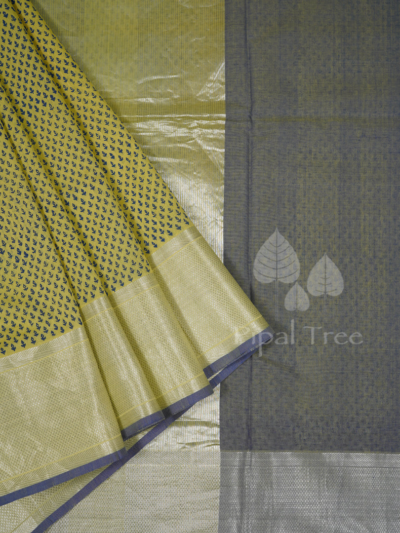Green Mangalgiri Cotton Block Printed