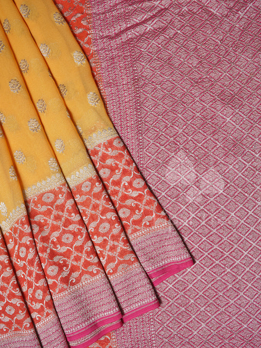 yellow banaras georgette