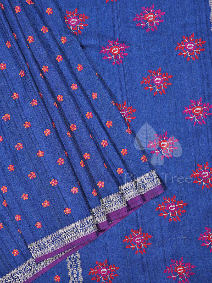 Navy Blue Tussar Banaras