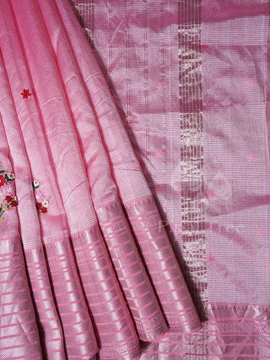 Pink Silk Cotton With Embroidery