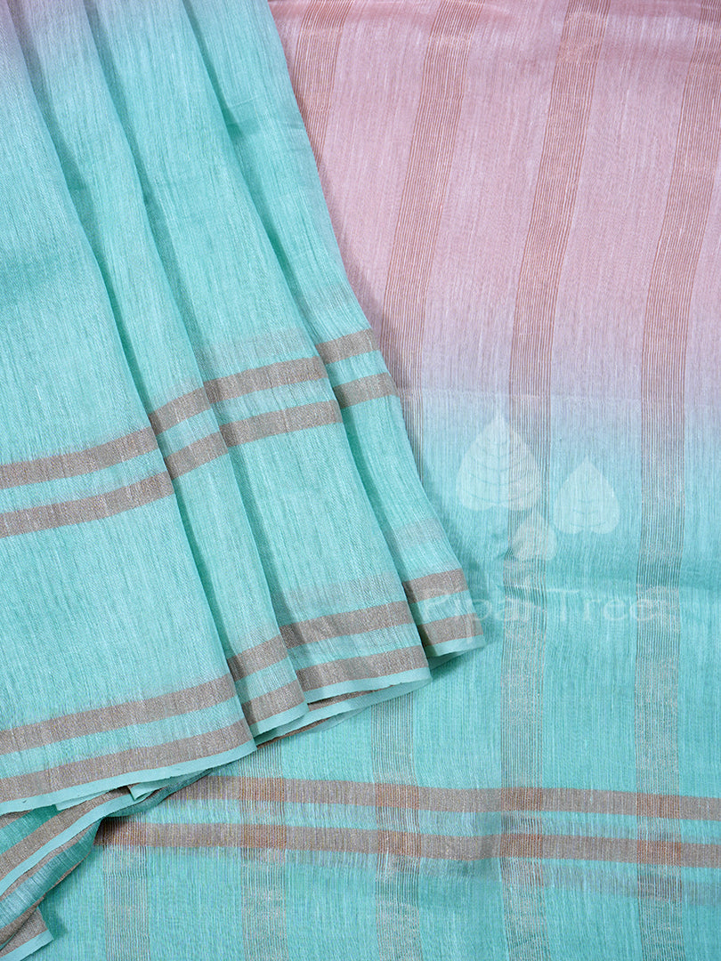 Peach Blue Silk Linen
