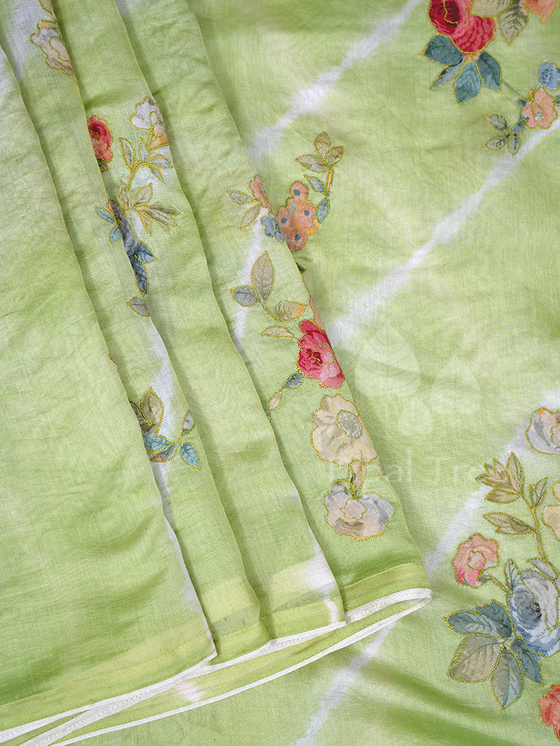 Green Maheshwari Lehariya Applique