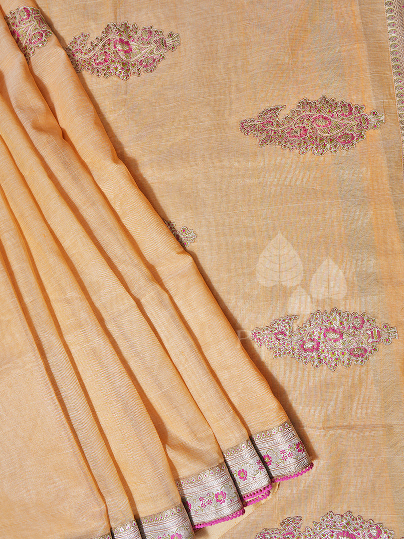 Peach Venkatagiri Cotton Tissue