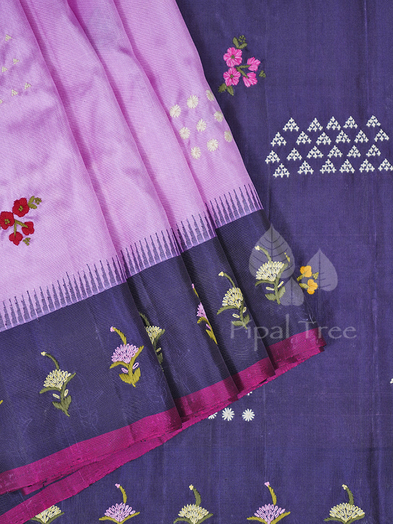 Pink Purple Gadwal Embroidery
