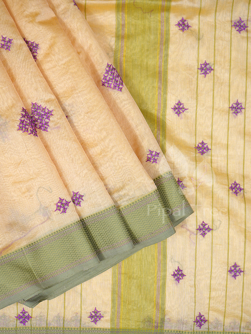 Yellow Maheshwari Kutch Embroidery
