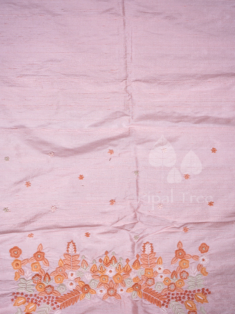 Peach Raw Silk Fabric