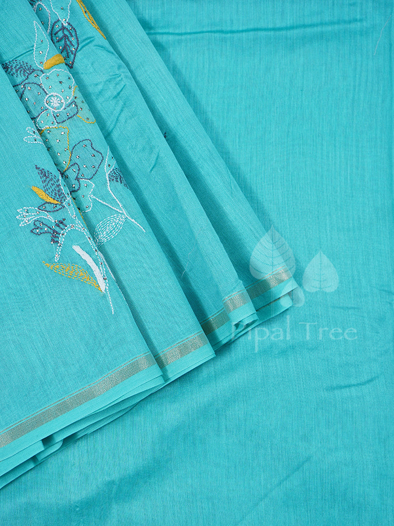 Sea Green Chanderi Chikankari