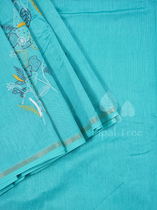 Sea Green Chanderi Chikankari