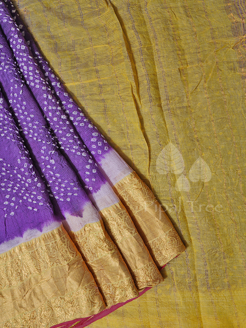 Purple Bandhani On Mangalagiri Silk