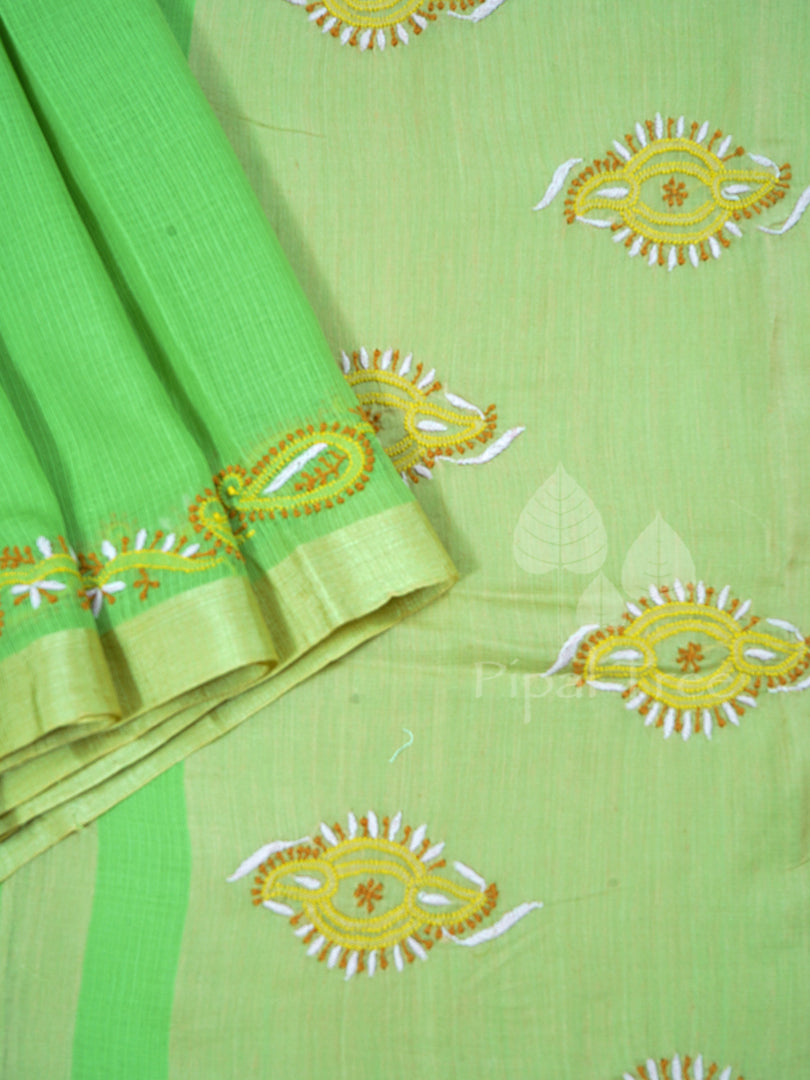 Chikankari On Sap Green Kota