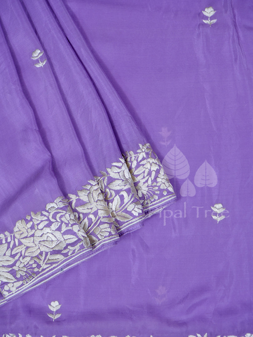 Lavender Crepe Parsi Gara