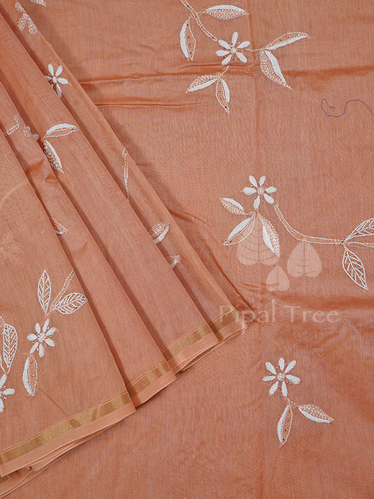 Rust Brown Chanderi Chikankari
