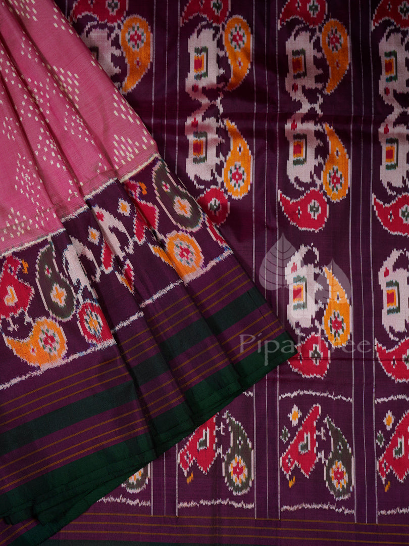 Pink Ikkat Purple Border