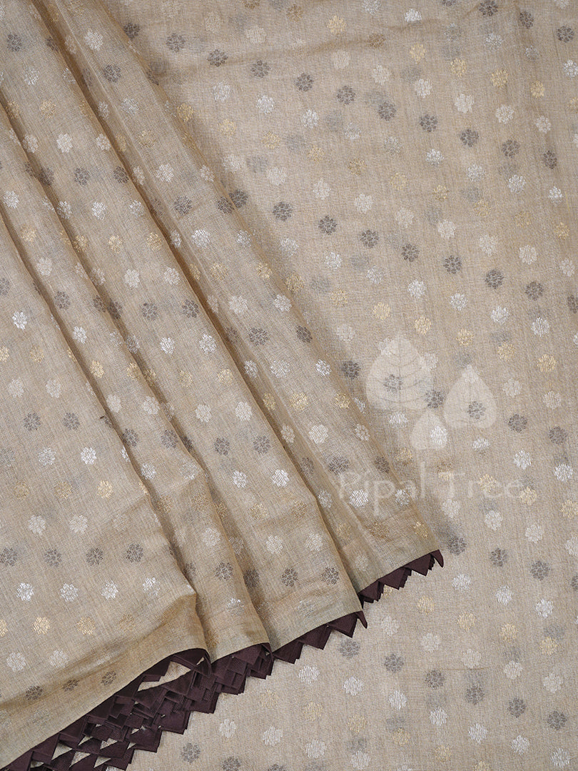 Cream Moonga Tussar Partly