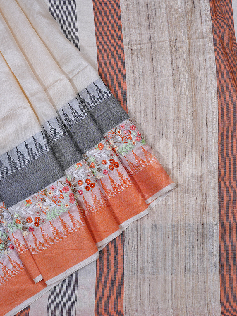 Cream Tussar Embroidery