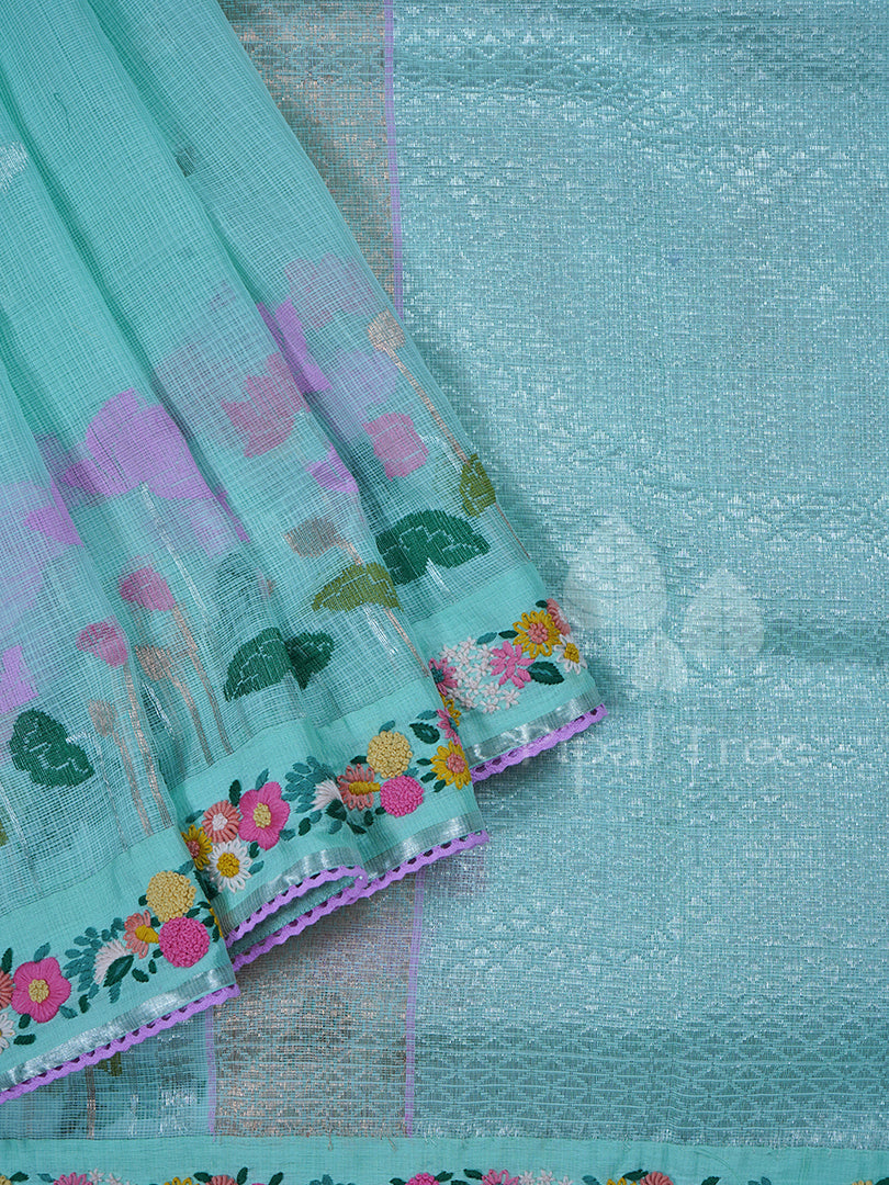 Sea Green Zari Kota Embroidery
