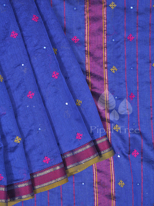Pink Blue Maheshwaari Kutch Embroidery