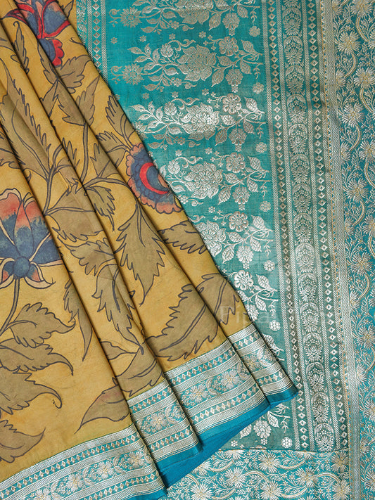 Pen Kalam Kari On Kanchi With A Banarasi Border