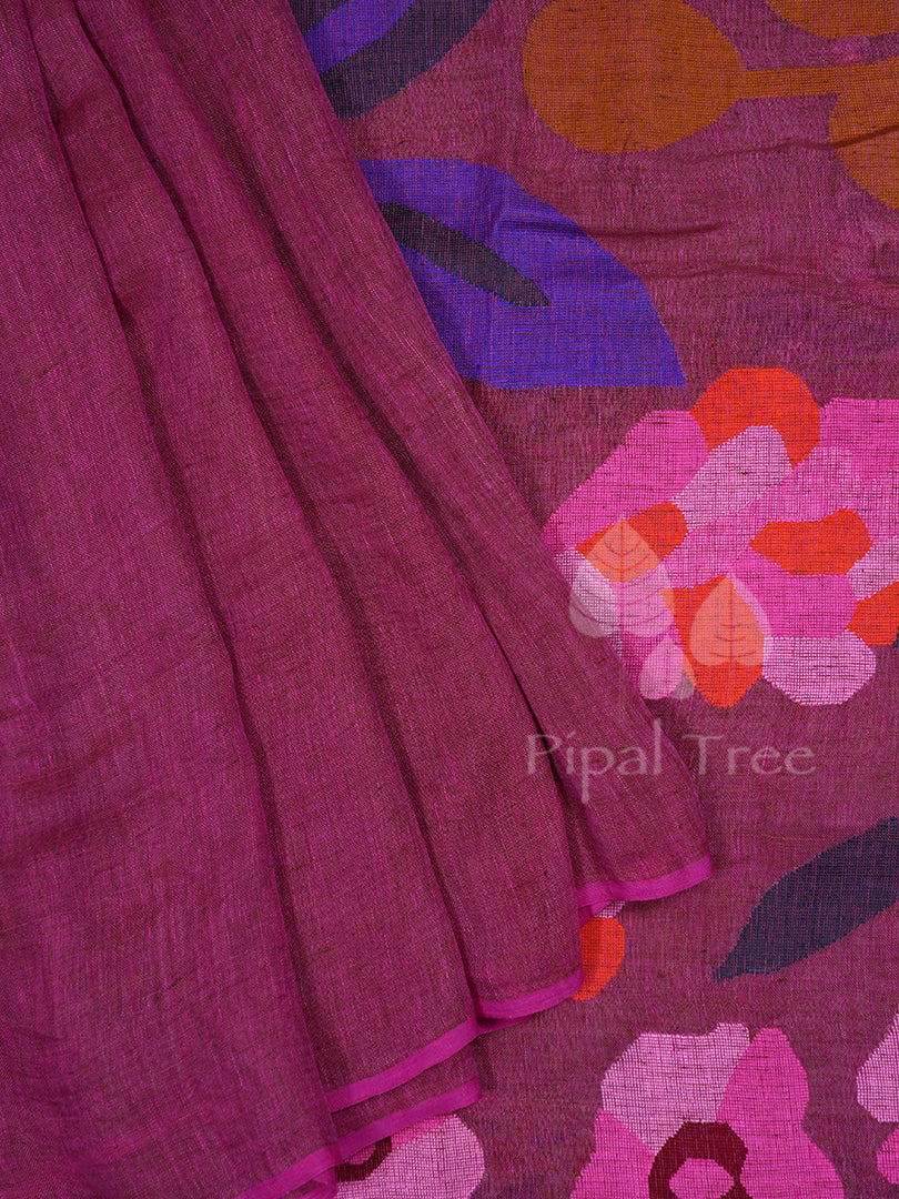 Pink Linen Jamdani