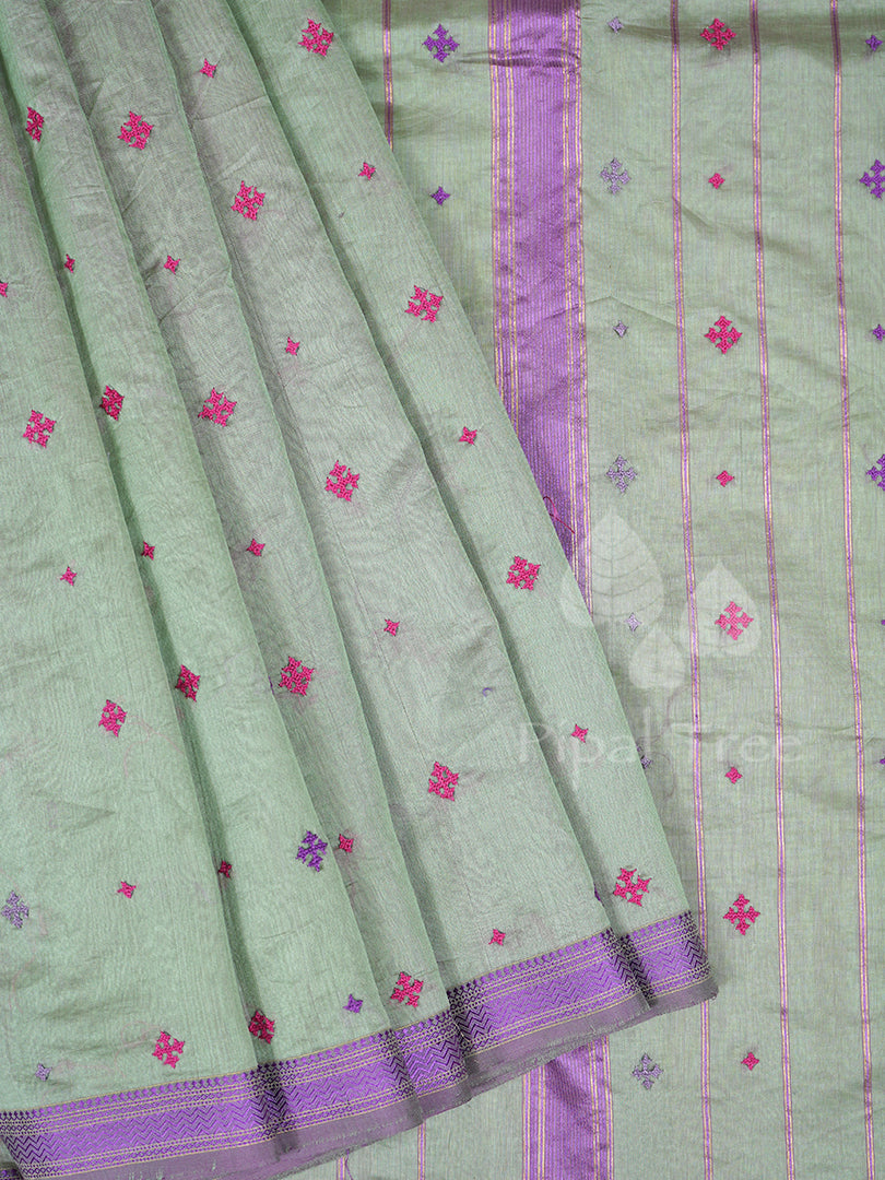 Green Maheshwari Kutch Embroidery