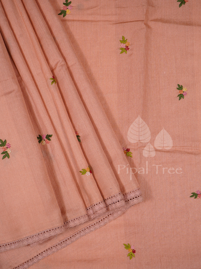 Peach Moonaga Tussar Embroidered