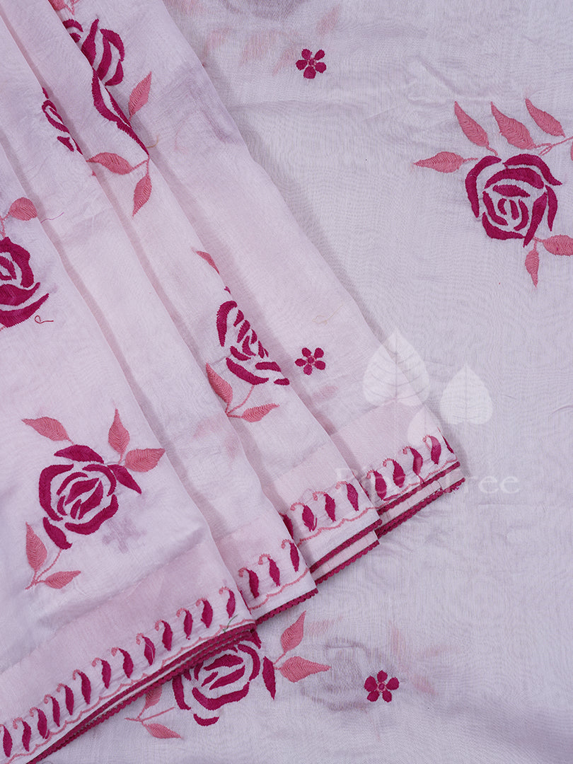Pink Chanderi Chikankari Embroidery