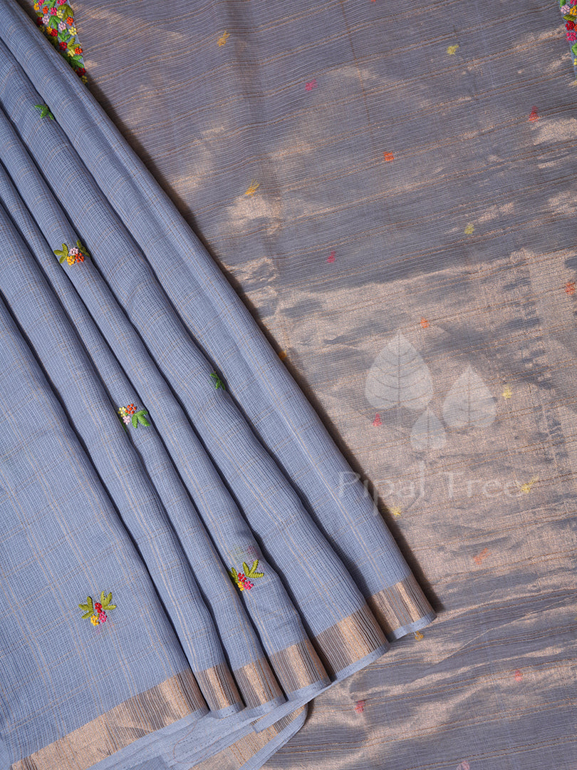 Gray Coloured Kota With Embroidery