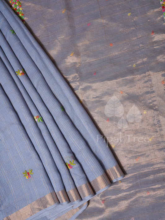 Gray Coloured Kota With Embroidery