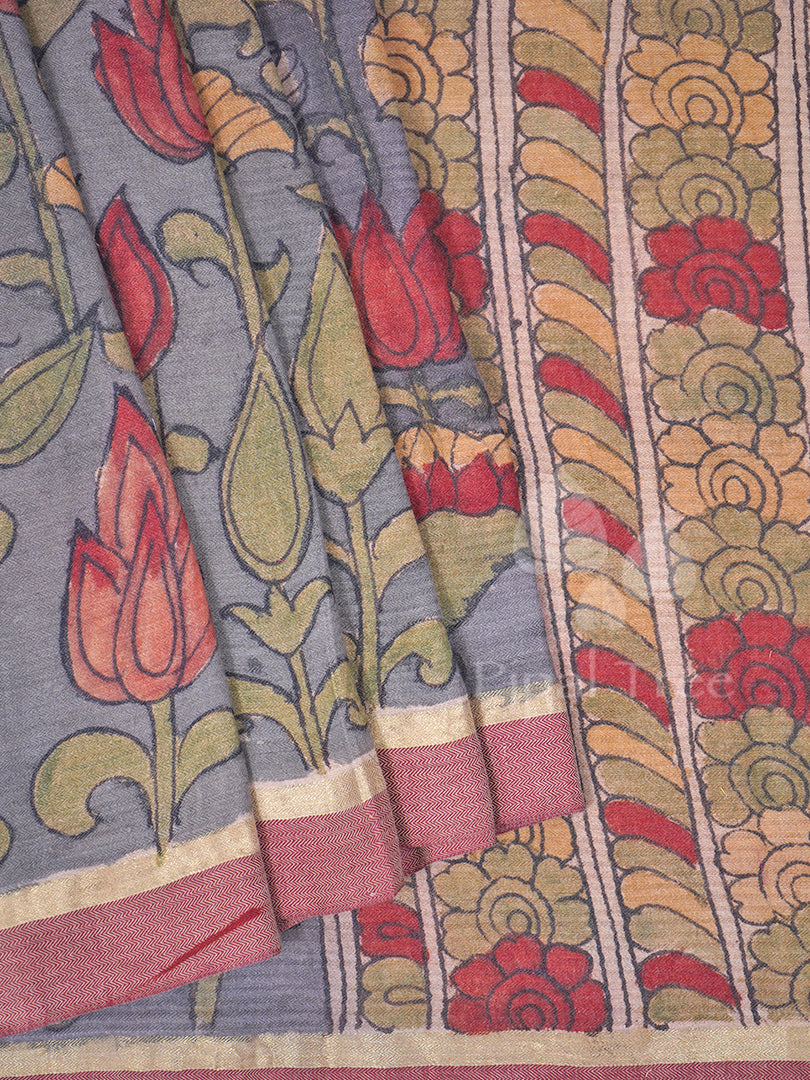 Kalankari On Tussar Cotton Lotus