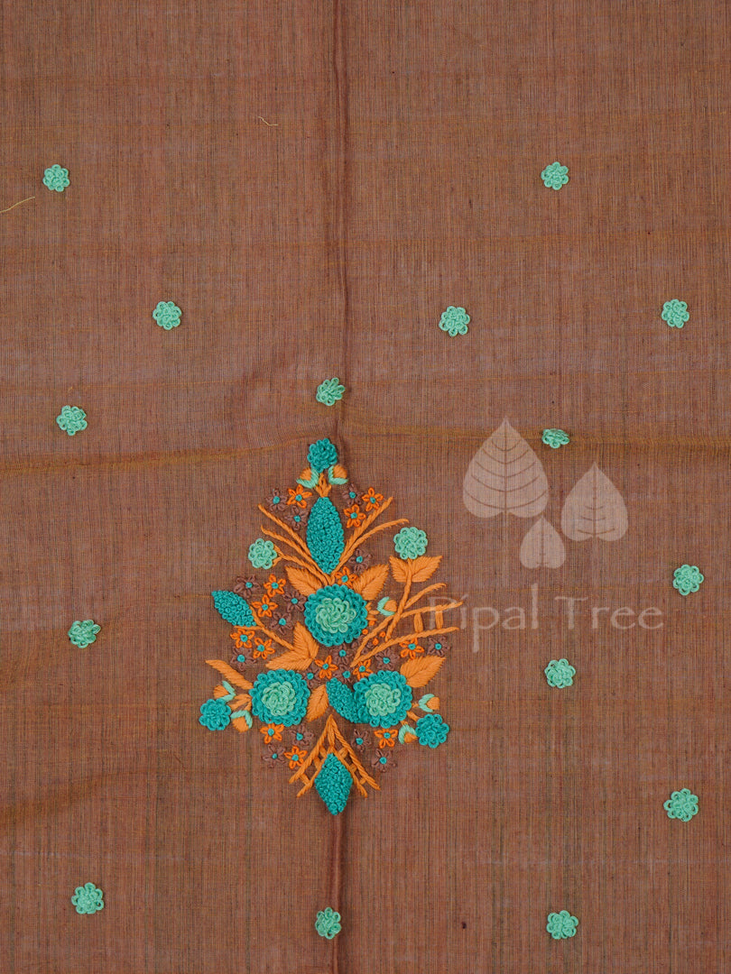 Brown cotton green motif