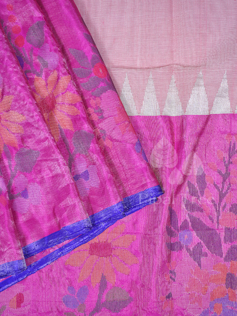 Pink Tussar Jamdani Border