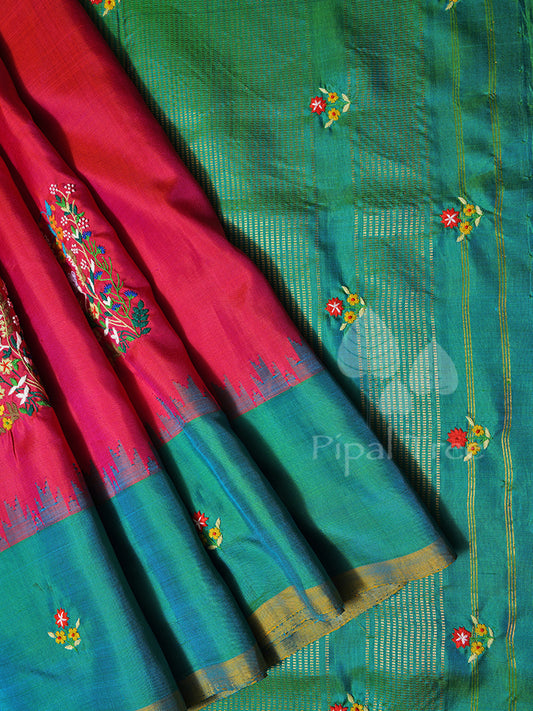 Red Gadwal Embroidery